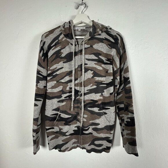 The Cashmere Project Womens Camo Hoodie Small Brown Gray Full-Zip Lightweight - Picture 1 of 8